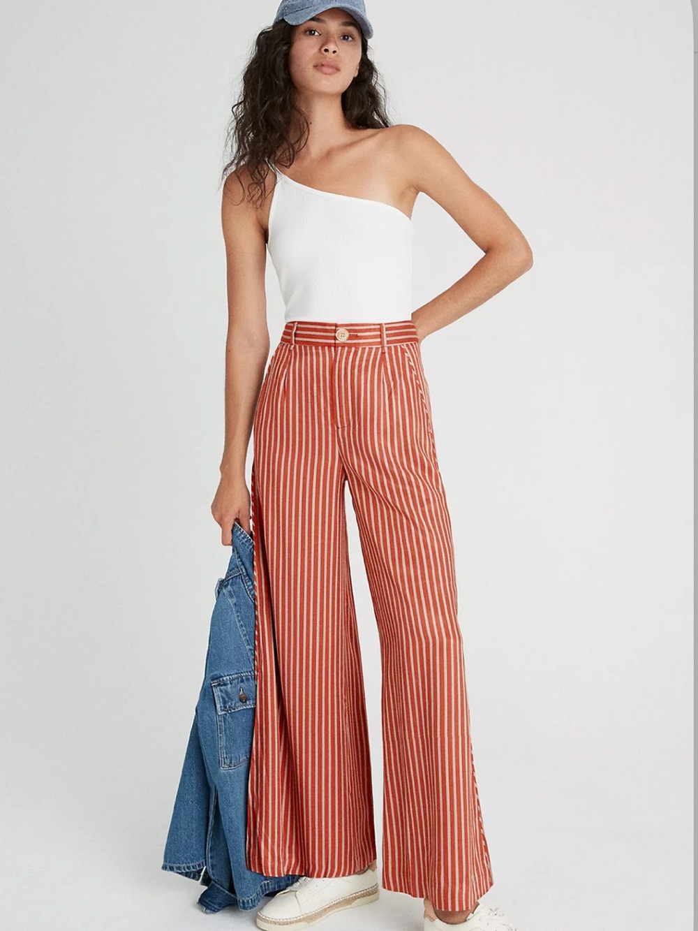 Anthropologie Maeve Alzira Striped Satin Wide Leg Pants